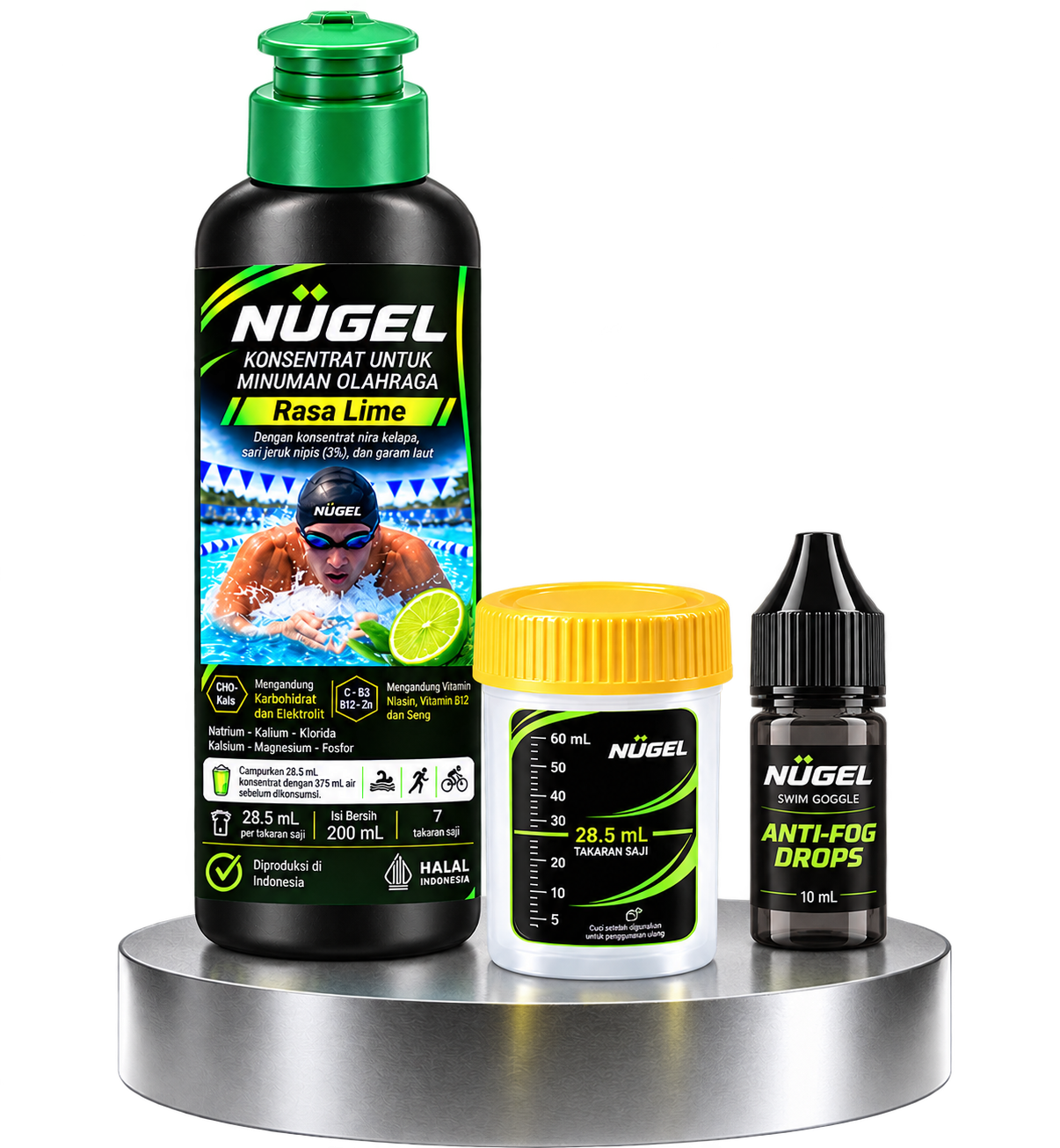 NÜGEL Starter Kit with Sports Drink Concentrate, Measuring Container and Anti-Fog Drops